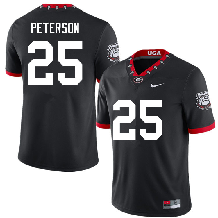 Georgia Bulldogs #25 Steven Peterson 100th Anniversary College Football Jerseys Sale-100th Black